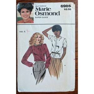 UNCUT Marie Osmond Vintage Sewing Pattern Blouse 6985 Size 6-10